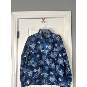 LL Bean Women's Snowflake Fleece Popover Sweatshirt Sz Large